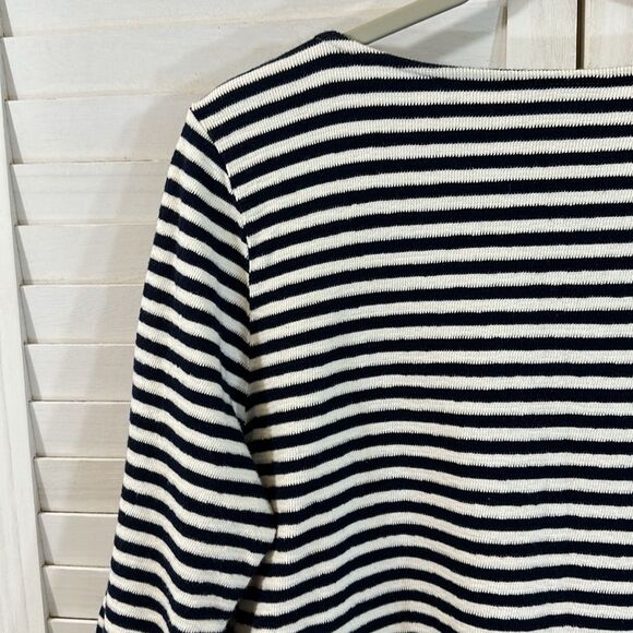 J Jill Top Size Large Cotton Nautical Striped Blue White - Picture 11 of 15